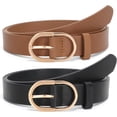 thumbnail image 1 of Women’s Leather Belts for Jeans Pants Fashion Ladies Belt with Gold Buckle, 1 of 9