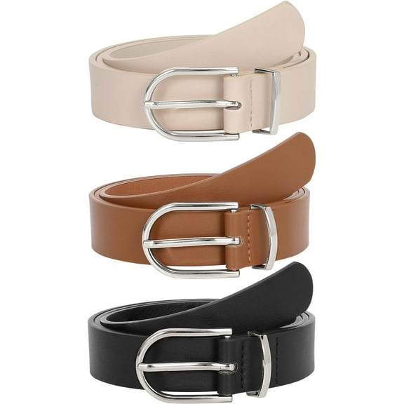 Women’s Leather Belts for Jeans Pants Fashion Ladies Belt with Gold Buckle