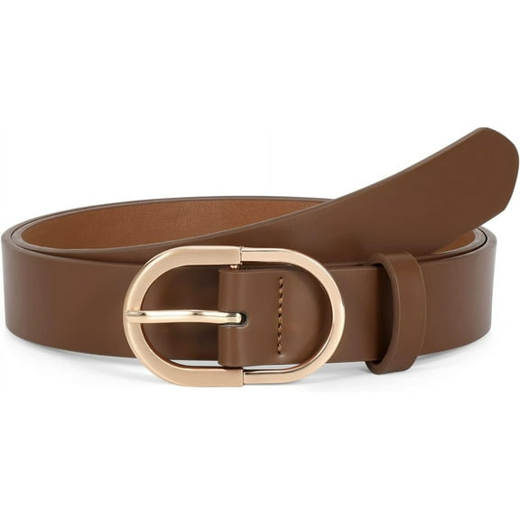 Women’s Leather Belts for Jeans Pants Plus Size Fashion Ladies Belt with Gold Buckle