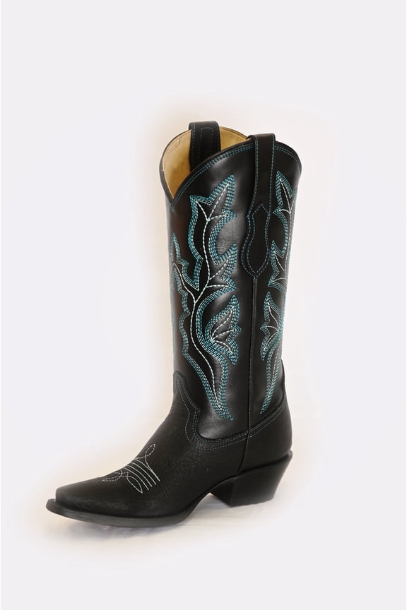 Women's Leather Black Snip Toe Mid-Calf Boots