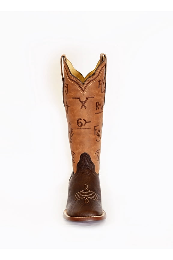 Women's Leather Brand Square Toe Mid-Calf Boots