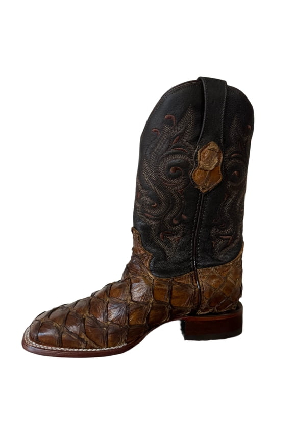 Men's Leather Brown Fish Mid-Calf Boots