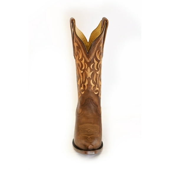 Women's Leather Brown Snip Toe Mid-Calf Boots