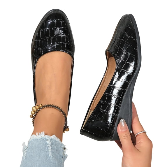Women's Leather Closed Toe Wedges Heels Round Toe Comfortable Shoes Women's Fashionable Solid Color Shoes Walking Shoes for Women