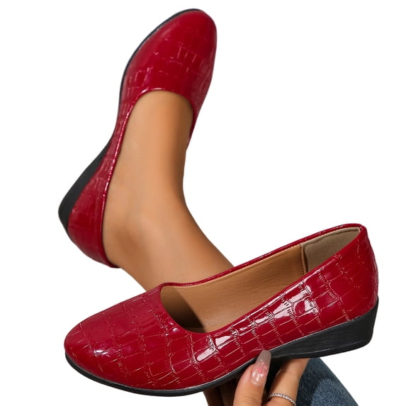 Women's Leather Closed Toe Wedges Heels Round Toe Comfortable Shoes Women's Fashionable Solid Color Shoes Walking Shoes for Women