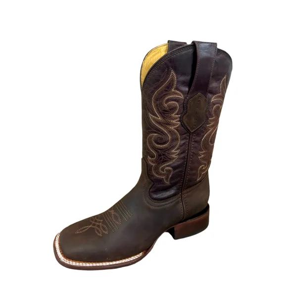 Men's Leather Cowboy Chocolate Mid-Calf Boots