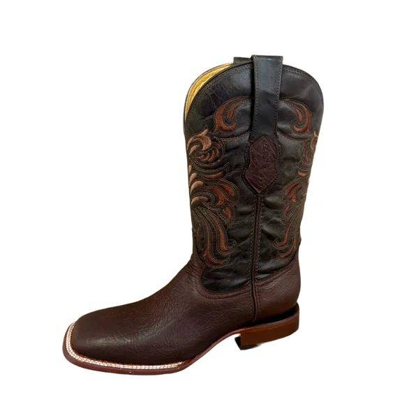 Women's Leather Cowboy Mocha Mid-Calf Boots