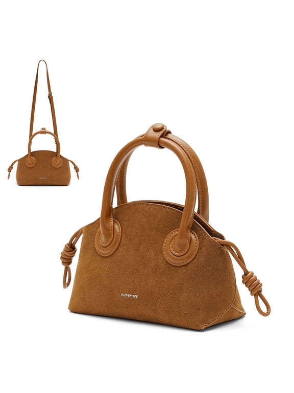 Women’s Leather Crossbody Shoulder Bag Small Top Handle Handbag Casual Leather Tote Purse for Work Durable Everyday Tote Bag,Brown
