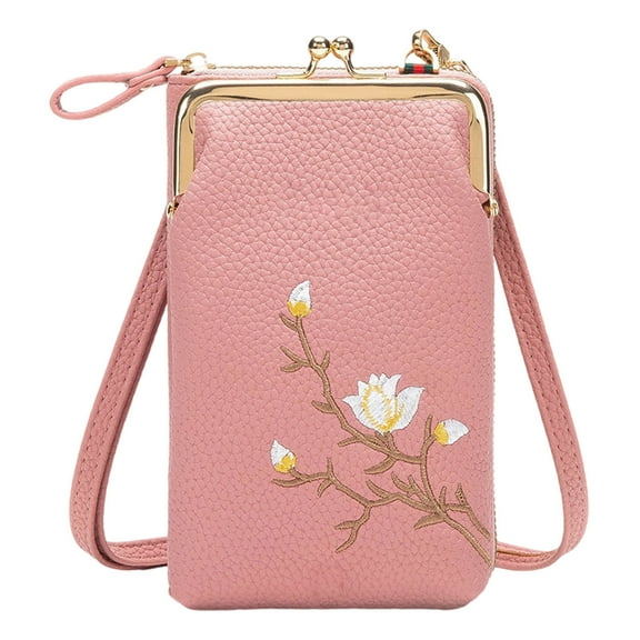 Women's Leather Crossbody Wallet Purse | Small Sling Bag with Multiple Compartments, Card Slots, Adjustable Strap | Fits Mobile Phone | 18x11x5cm