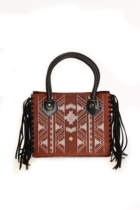 Women's Leather Dark Chocolate Aztec Crossbody Purse