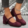 thumbnail image 1 of Women's Leather Flats Comfortable Dress Retro Soft Mary Jane Shoes (Wine 41), 1 of 7