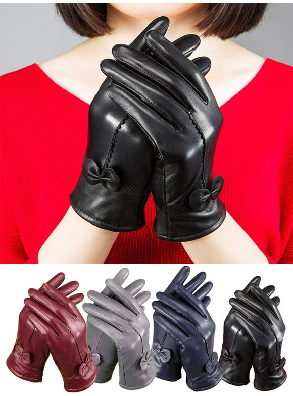 Women's Black Leather Gloves