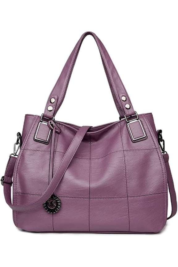 Women's Leather Handbag Fashion Shoulder Bag Multi-pocket Satchel Tote Purse Hobo Bag with Pendant