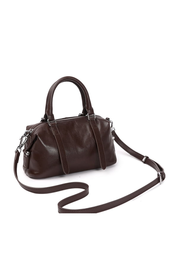 Women's Leather Handbag First Layer Cowhide Retro Shoulder Boston Bag