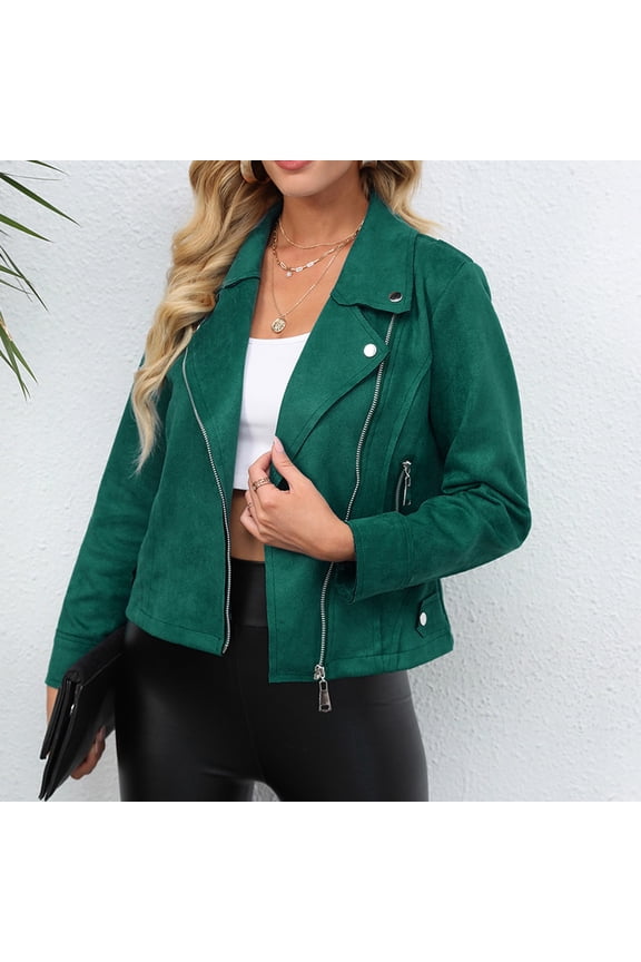 Women's Leather Jacket Suede Jacket Zip Up Jacket Spring Casual Motor Jacket Winter Heated Jacket Casual Jacket for plus Size Women Womens Sweat Jackets Womens Casual Lightweight Jackets Casual