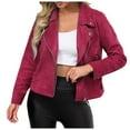 Women's Leather Jacket Suede Jacket Zip Up Jacket Spring Casual Motor