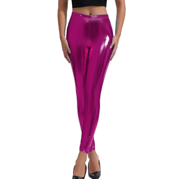 Women's Leather Leggings High Waisted Stretchy Tights Comfortable Workout Pants for Yoga Running Casual Wear