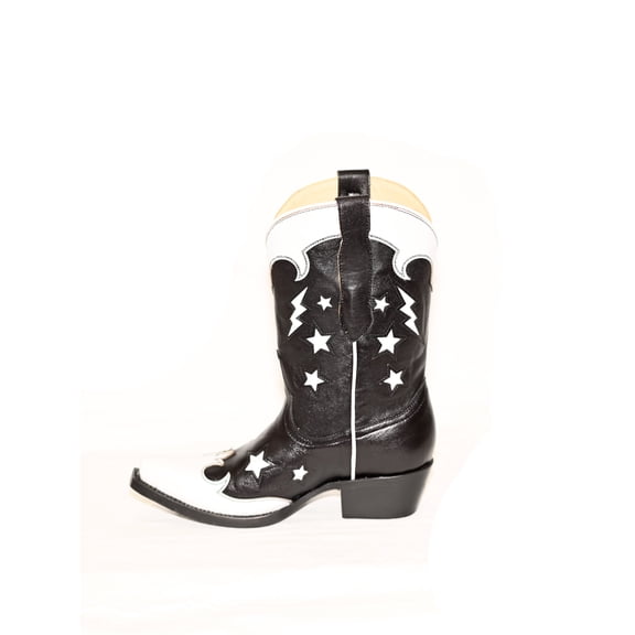 Women's Leather Lightening Bolt Mid-Calf Boots