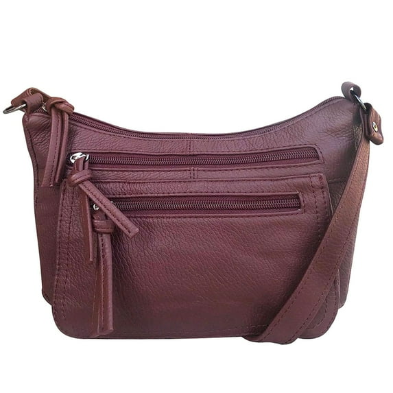 Women's Leather Medium Cross Body Purse Shoulder Ladies Handbag with Many Pockets