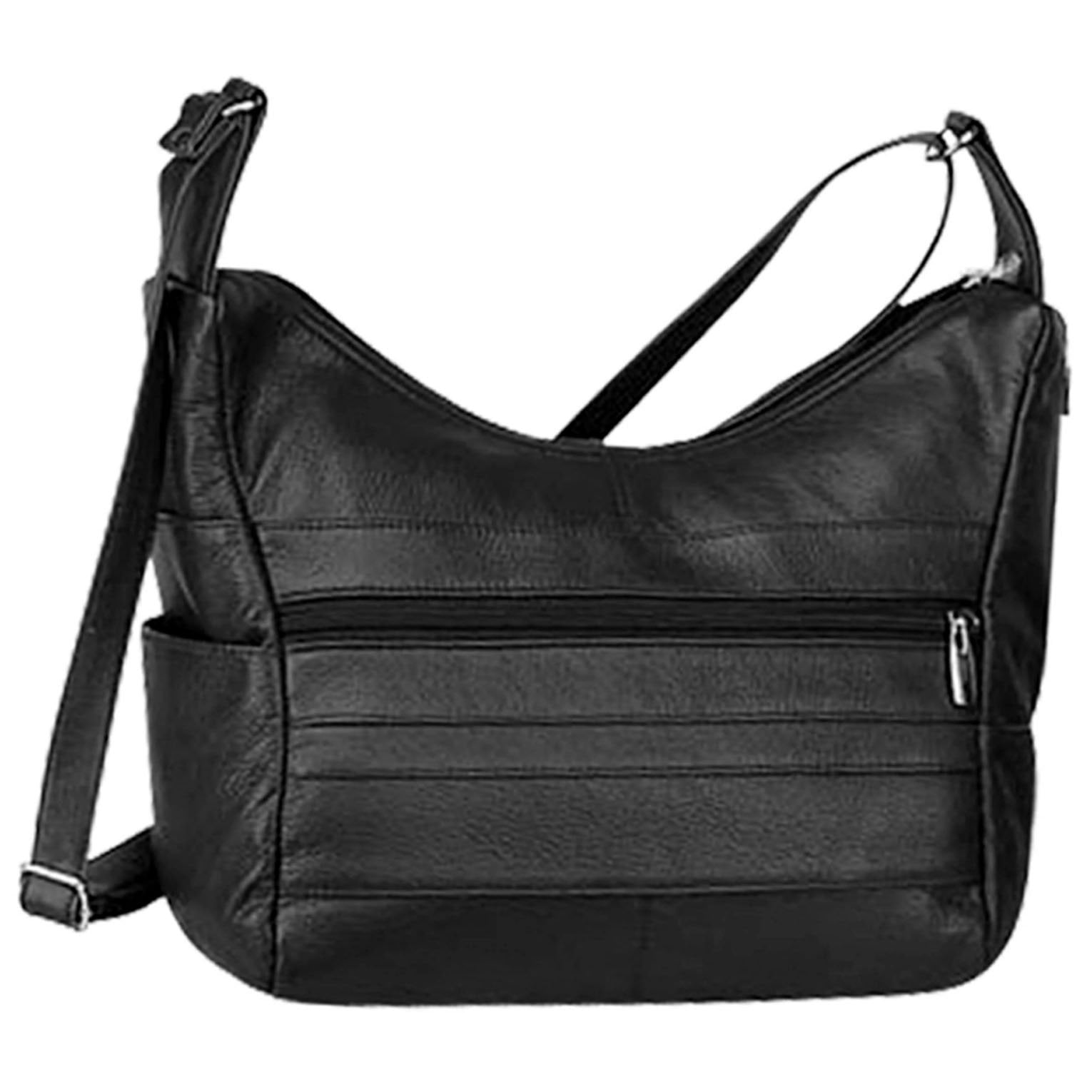 Women's Leather Medium Cross Body Purse Shoulder Ladies Handbag with Many Pockets