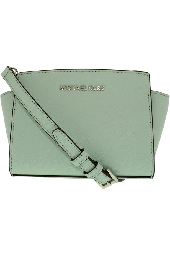Women's Leather Messenger Bag - Celadon Green