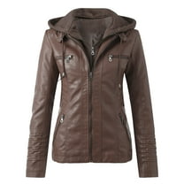Women's Leather Motorcycle Vest Coat with Belt for Slim Fit Stand Collar Zip Front Tops Outerwear