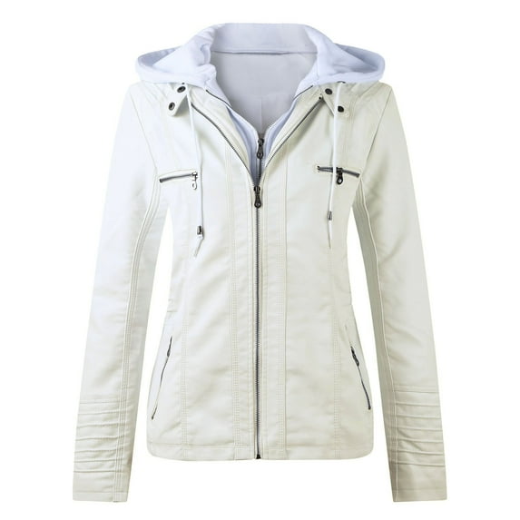 Women's Leather Motorcycle Vest Coat with Belt for Slim Fit Stand Collar Zip Front Tops Outerwear
