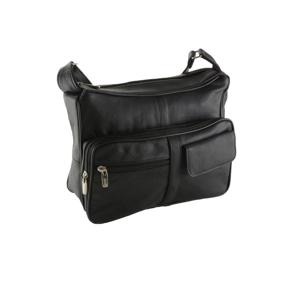 Women's Leather Organizer Purse Shoulder Bag Multiple Pockets Cross Body Handbag