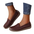 thumbnail image 1 of Women's Leather Penny Dress Loafers Classic Round Toe Slip On Soft Bottom Driving Work Flats Breathable Non Slip Walking Shoes Brown Size 7, 1 of 9
