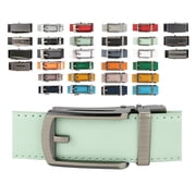 Women's Leather Ratchet Belt, Trim to Fit 18"- 44" Waist, No Holes, Packed in a Gift Box by CANDOR AND CLASS W726X Mint Green, 30mm Wide