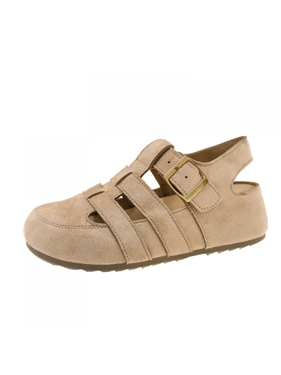 Women's Leather Retro Roman Sandals, Hollow Woven Two-Wear Platform Fisherman Shoes, Versatile Niche Cage Sandals