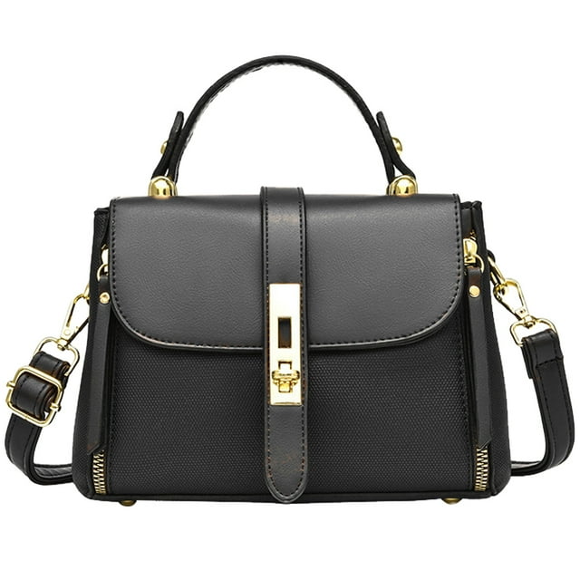 Women's Leather Satchel Purse Handbag,black，G129944