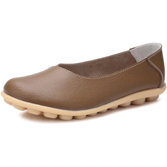 Women's Leather Shoes Loafers Solid Color Slip-ons Flat Shoes Comfortable Casual Walking Flats