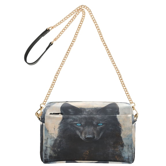 Women's Leather Shoulder Bag Crossbody Purse with Zipper Pockets Waterproof PU Handbag Dark Forest Wolf King