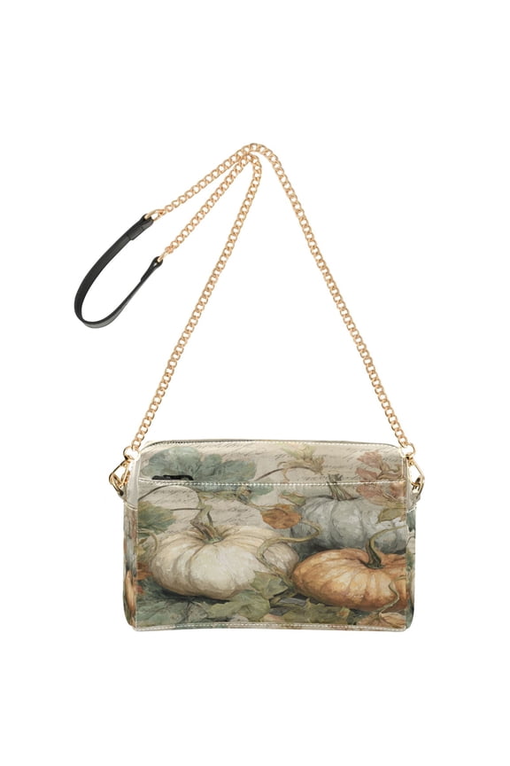 Women's Leather Shoulder Bag Crossbody Purse with Zipper Pockets Waterproof PU Handbag Fall Pumpkin Maple Leaf