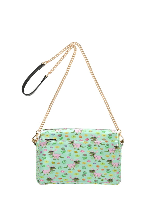 Women's Leather Shoulder Bag Crossbody Purse with Zipper Pockets Waterproof PU Handbag Funny Rabbit Eared Dinosaur