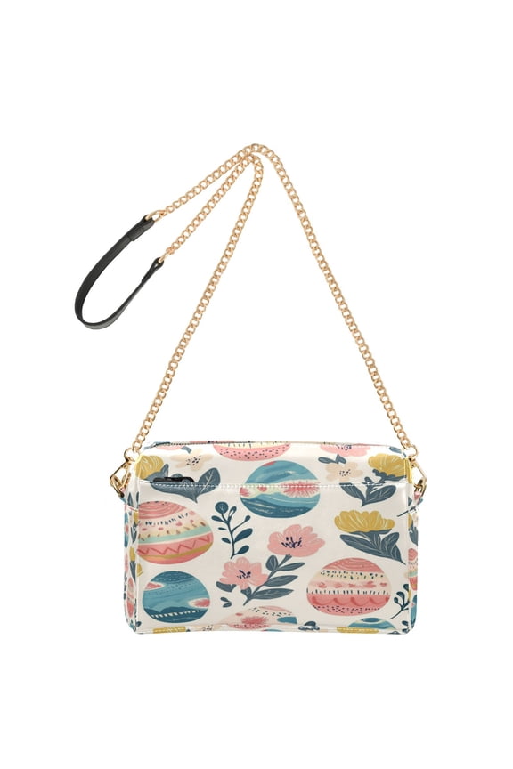 Women's Leather Shoulder Bag Crossbody Purse with Zipper Pockets Waterproof PU Handbag Happy Easter Eggs