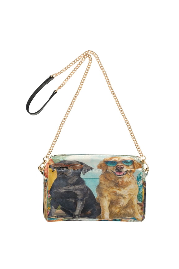 Women's Leather Shoulder Bag Crossbody Purse with Zipper Pockets Waterproof PU Handbag Hawaii Beach Dog