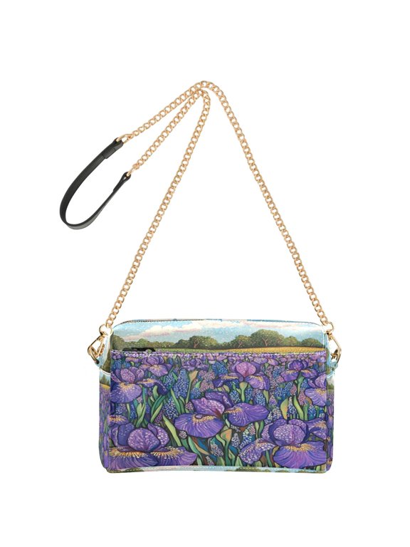 Women's Leather Shoulder Bag Crossbody Purse with Zipper Pockets Waterproof PU Handbag Iris Bush