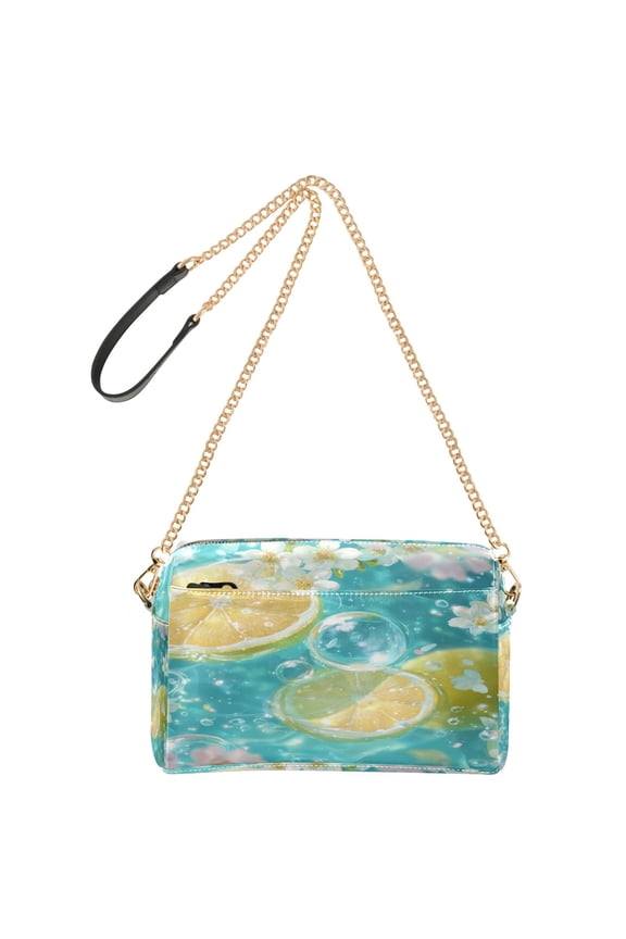 Women's Leather Shoulder Bag Crossbody Purse with Zipper Pockets Waterproof PU Handbag Lemon Slice