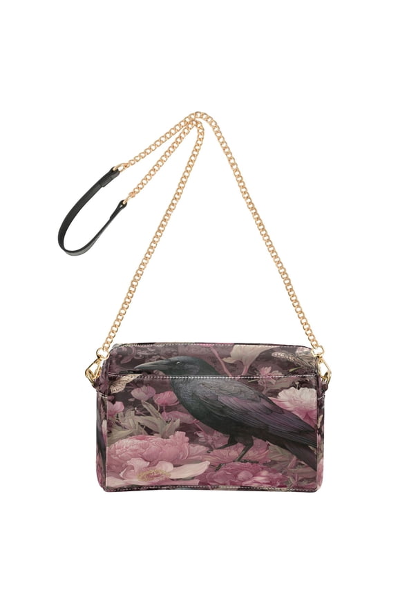Women's Leather Shoulder Bag Crossbody Purse with Zipper Pockets Waterproof PU Handbag Peony Crow