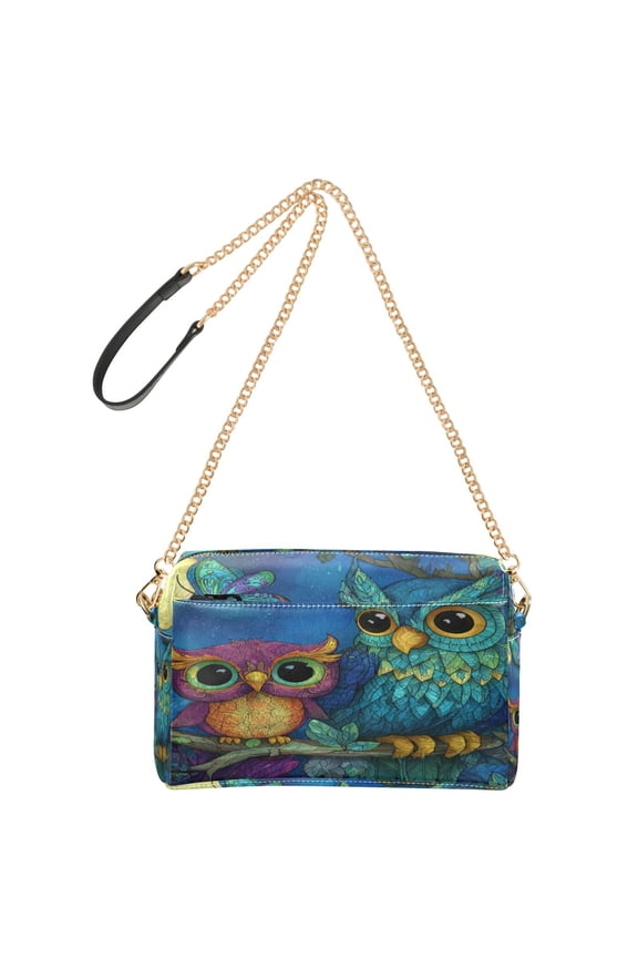 Women's Leather Shoulder Bag Crossbody Purse with Zipper Pockets Waterproof PU Handbag Pretty Owl
