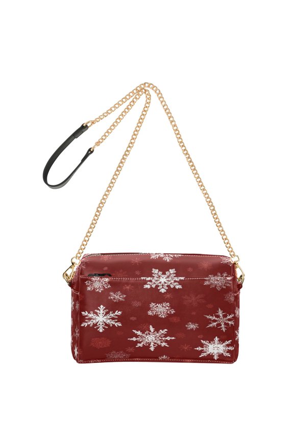 Women's Leather Shoulder Bag Crossbody Purse with Zipper Pockets Waterproof PU Handbag Snowflake Pattern