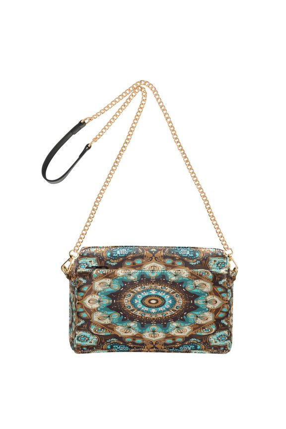 Women's Leather Shoulder Bag Crossbody Purse with Zipper Pockets Waterproof PU Handbag Traditional Boho Pattern