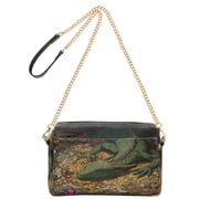 Womens Leather Shoulder Bag Crossbody Purse with Zipper Pockets Waterproof PU Handbag Treasure Dragon