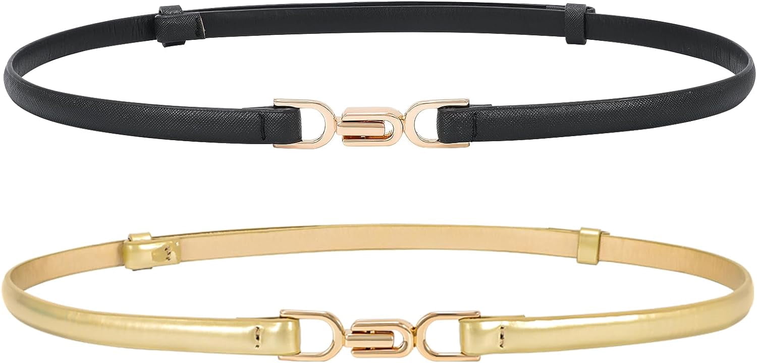 Women's Leather Skinny Belt for Dress Adjustable Thin Waist Belt for Ladies  - Walmart Business Supplies