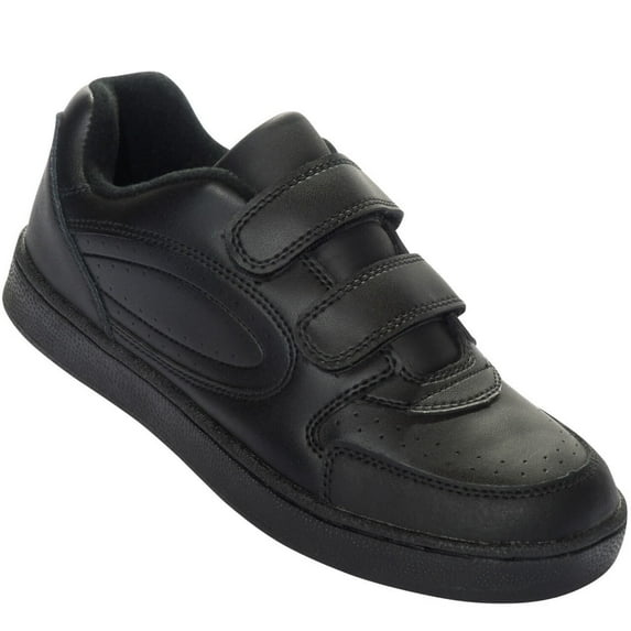Women's Leather Sneaker Shoe with Double Hook-and-Loop Straps-Wide Width