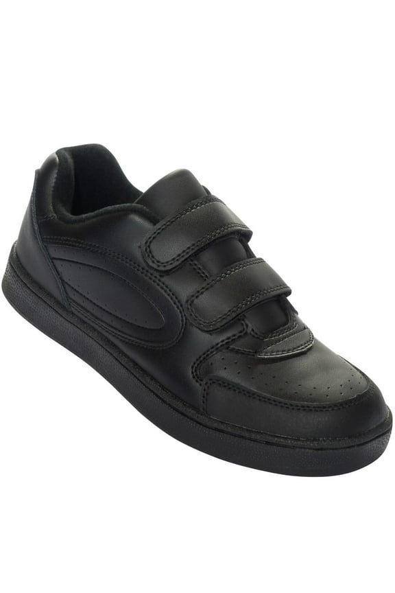 Women's Leather Sneaker Shoe with Double Hook-and-Loop Straps-Wide Width