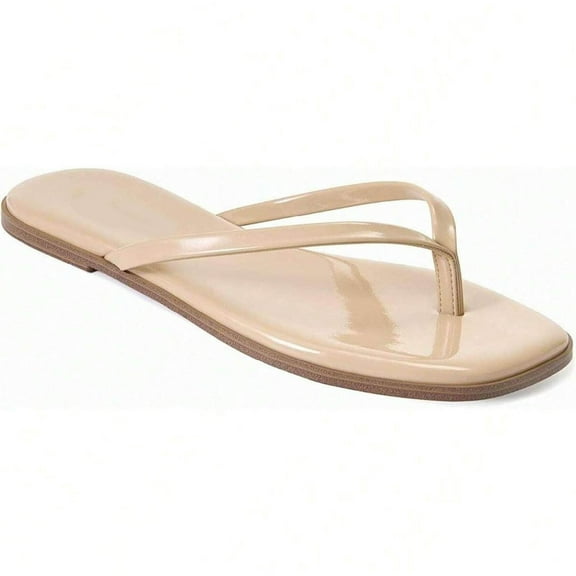 Women's Leather Square Toe Comfortable Flat Sandals - Beach & Dressy