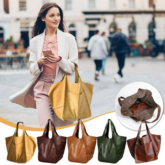 Women's Leather Tote Bag - Medium Shoulder Satchel Purse with Wallet, Multi-Pocket Designer Work Handbag for Daily Use, Shopping & Travel